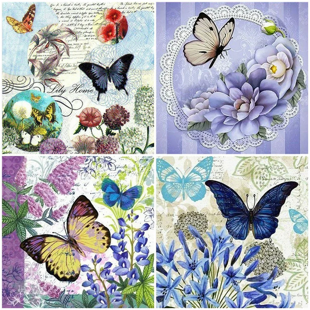 

HUACAN 5D Diamond Painting Cross Stitch Animal Butterfly Picture Of Rhinestone Flower DIY Diamond Embroidery Text Home decor