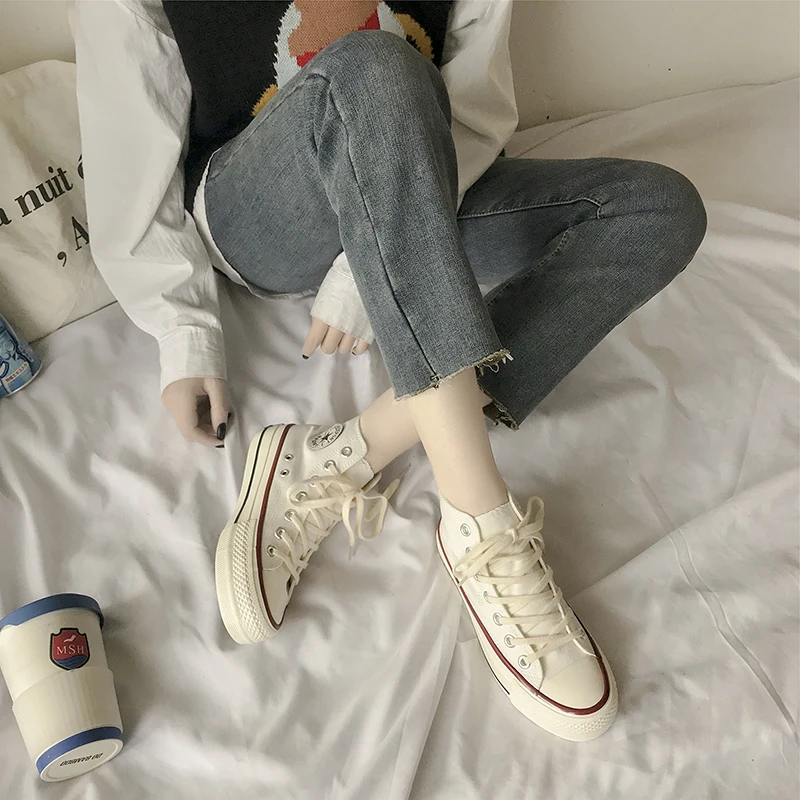 Классические женские парусиновые туфли высокого качества Новинка осени 2020