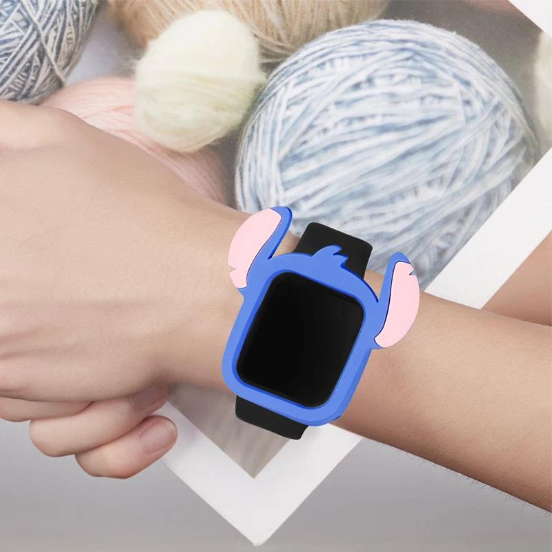 Чехол с милыми мультяшными часами для apple watch 4 5 мягкий силиконовый бампер 40 мм 44