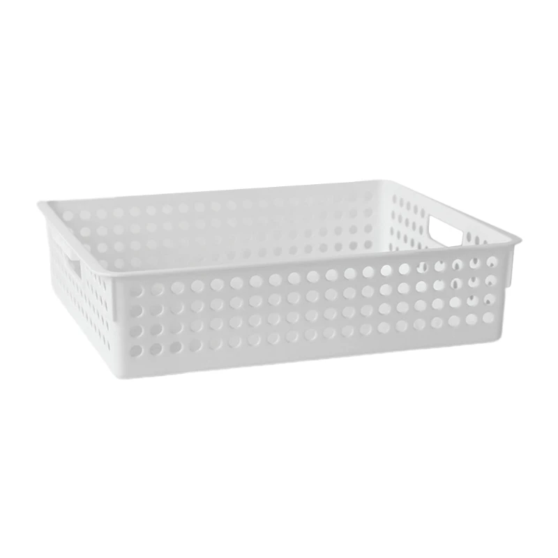 

P8DF Plastic Storage Basket File Tray Tabletop A4 Document Magazine Organizer with Handles for Home Office Pantry Bedroom