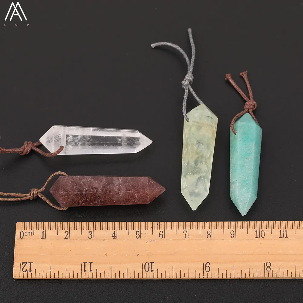 5pcs/Lot Random Sales Natural Gems Stone Double Point Pendants Necklace Hexagon Quartz Crystal Jewelry Findings FZ-77AMAB | Украшения и