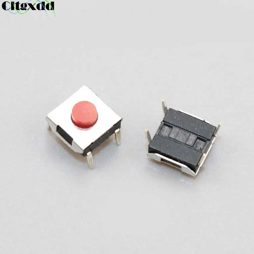 Cltgxdd 5 шт. 6x6x3 1 сенсорный выключатель Вертикальная красная кнопка DIP 4 Pin