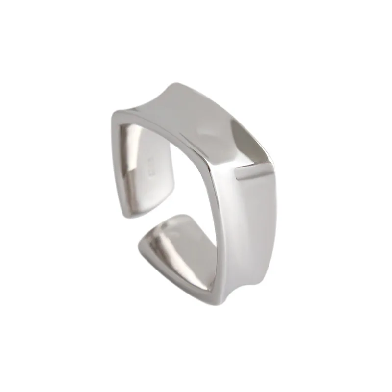 

Korean Version Of s925 Custom Ring Ins Female Simple Square Smooth Open Ring Personality Trend Jewelry Ring