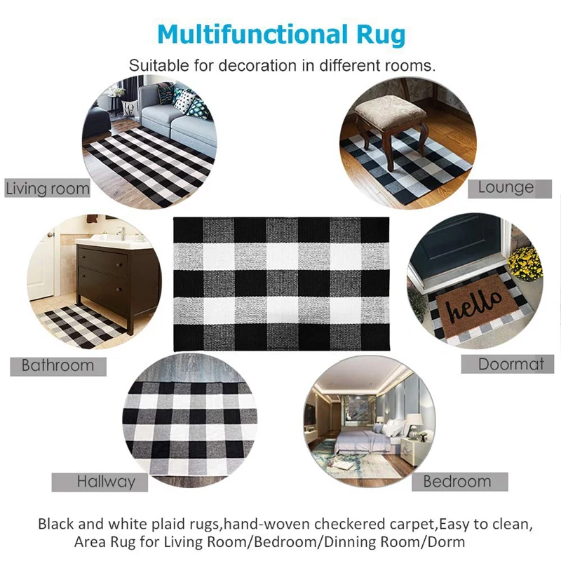 Хлопковые клетчатые коврики Buffalo Check 23 6 дюйма x 35 4 напольные для кухни/ванной