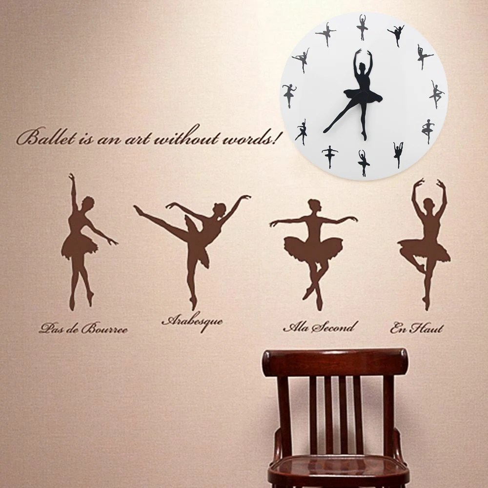 

Ballet Time Wall Clock Ballerina Wall Clock Yoga Postures Decor Watch Ballet Girl Room Dancing Studio Decor Ballet Wall Clock