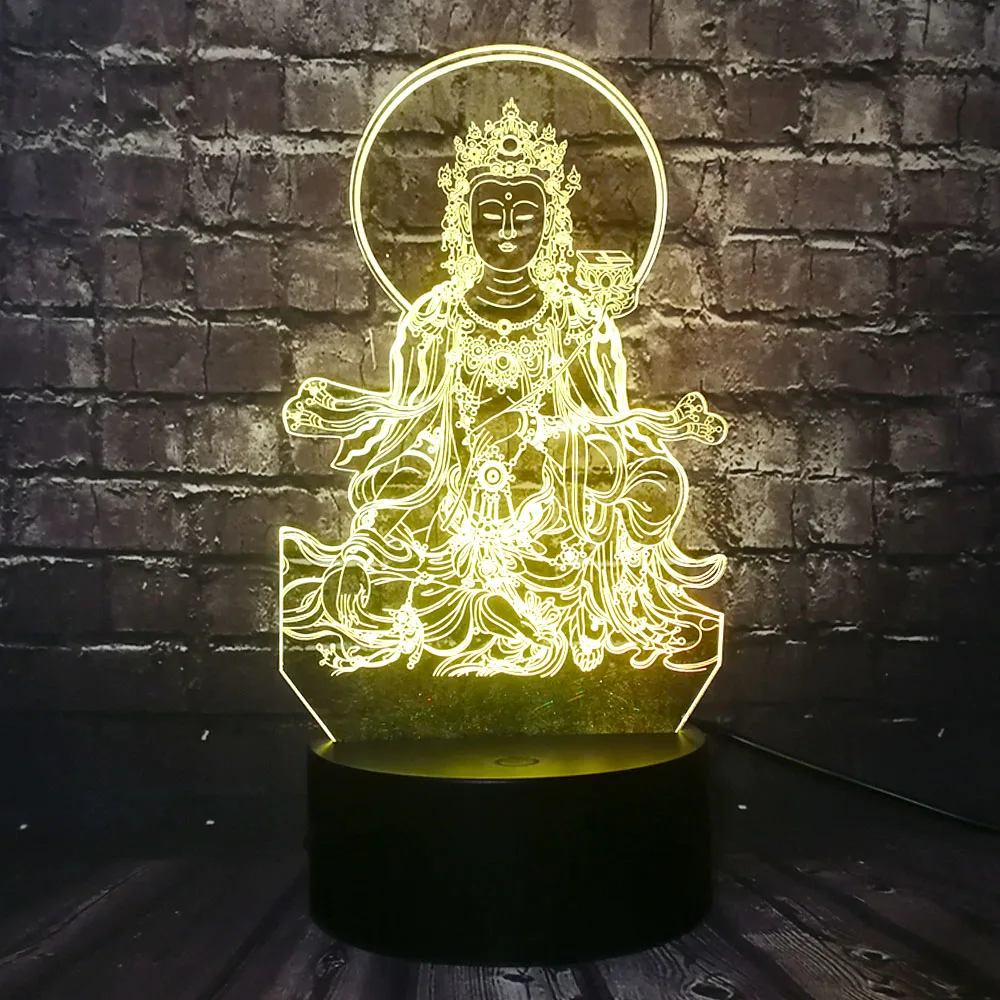 Лампа Будды Avalokitesvara светодиодная лампа для сна 3D домашнего декора|smile lamp|figure lamplamp