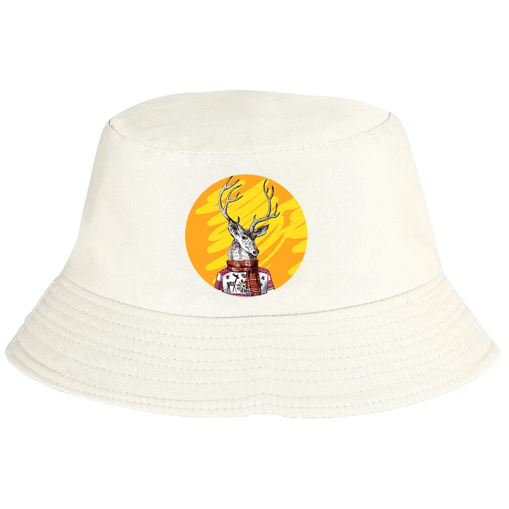 Женская панама кепка с принтом лося Панама рыболовная хлопковая большая Кепка