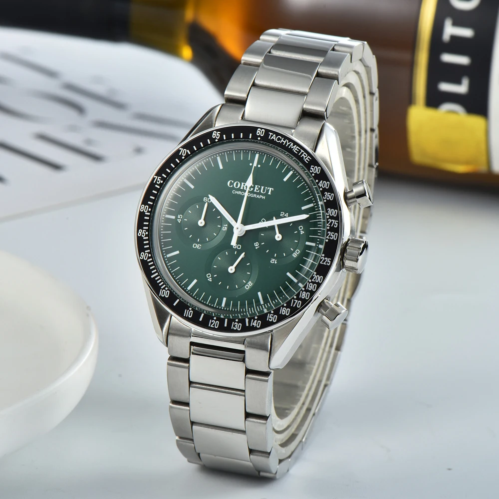 Мужские многофункциональные кварцевые часы-хронограф из нержавеющей стали 40 мм |