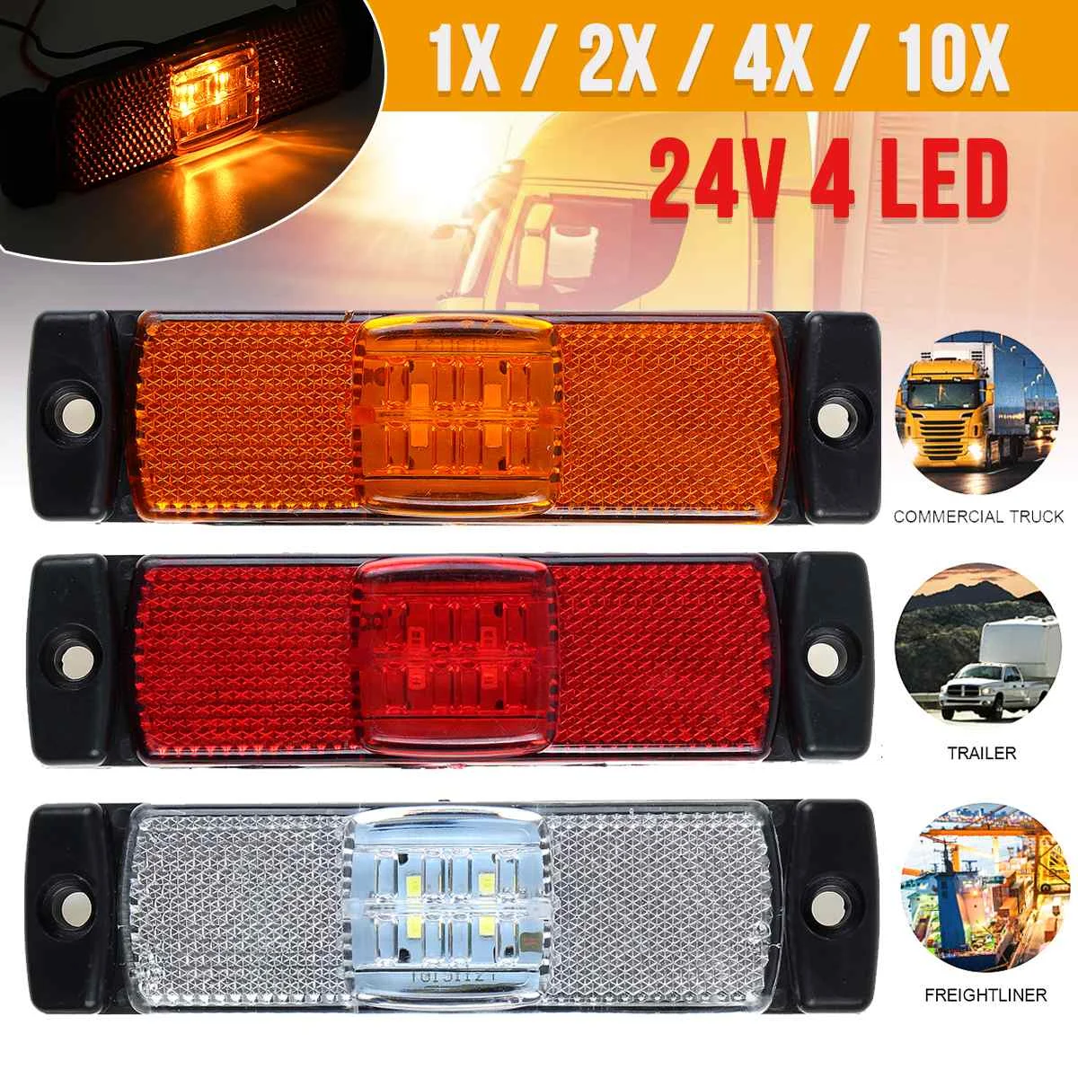 

24V 4 LED Car Truck Side Maker Light Tail Light Signal Indicator Lamp For Trailer Lorry Bus