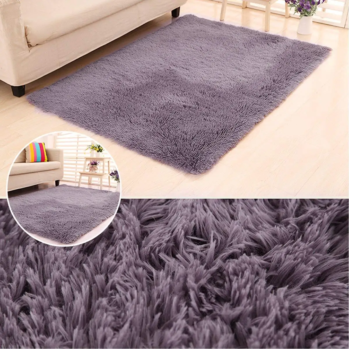 RULDGEE Shaggy Carpet for Living Room Home Plush Floor Alfombra Fluffy Mats Kids Room Faux Fur Area Rug Living Room Silky Rugs