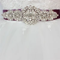 bridal dress belt wedding with silver crystals rhinestone applique sash belts for wedding dress