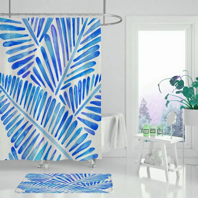 Занавески для душа с зелеными листьями тропические растения занавески ванной