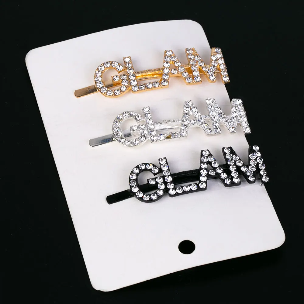 Set A 1Pc Shining Letter Hairpins Crystal Shiny Rhinestones Letters Hair Clips Women Styling Tool Hairgrip Jewelry Hair Accessories - Окраска металла: Set A