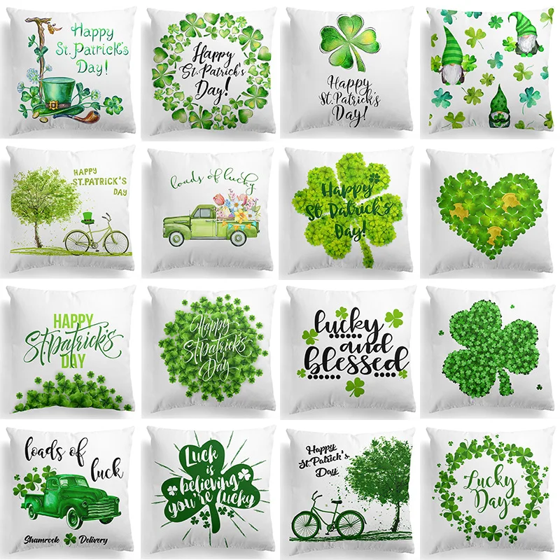 

Happy Saint Patricks Day Decor For Home Shamrock Clover Pillowcase St.Patricks Day Party Decor Irish Party Supplies Favor Gift