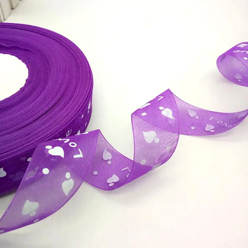 HL 1 &quot5 метров/20 метров печатная любовь сердце подарочная лента из органзы