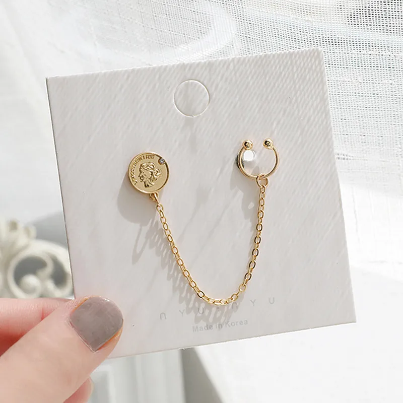 Модные геометрические круглые характерные серьги металлическая цепочка