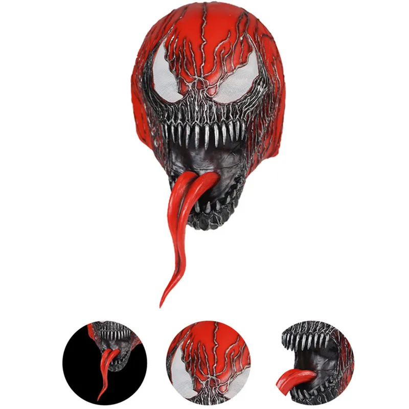 

Красная латексная маска для косплея Веном Эдди Брока Шлем Хэллоуин фотореквизит