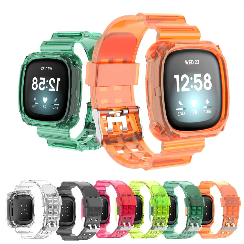 

Ремешок для часов 2 в 1 + защитный чехол для умных часов Fitbit Versa 3/Sense, силиконовый ремешок для браслета Fitbit Versa3, защитный чехол