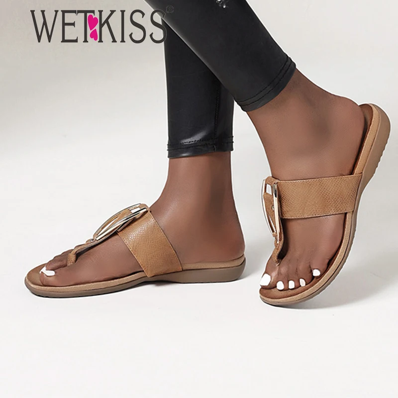 WETKISS/тапочки из змеиной кожи женские прозрачные Шлепанцы ПВХ необычный стиль