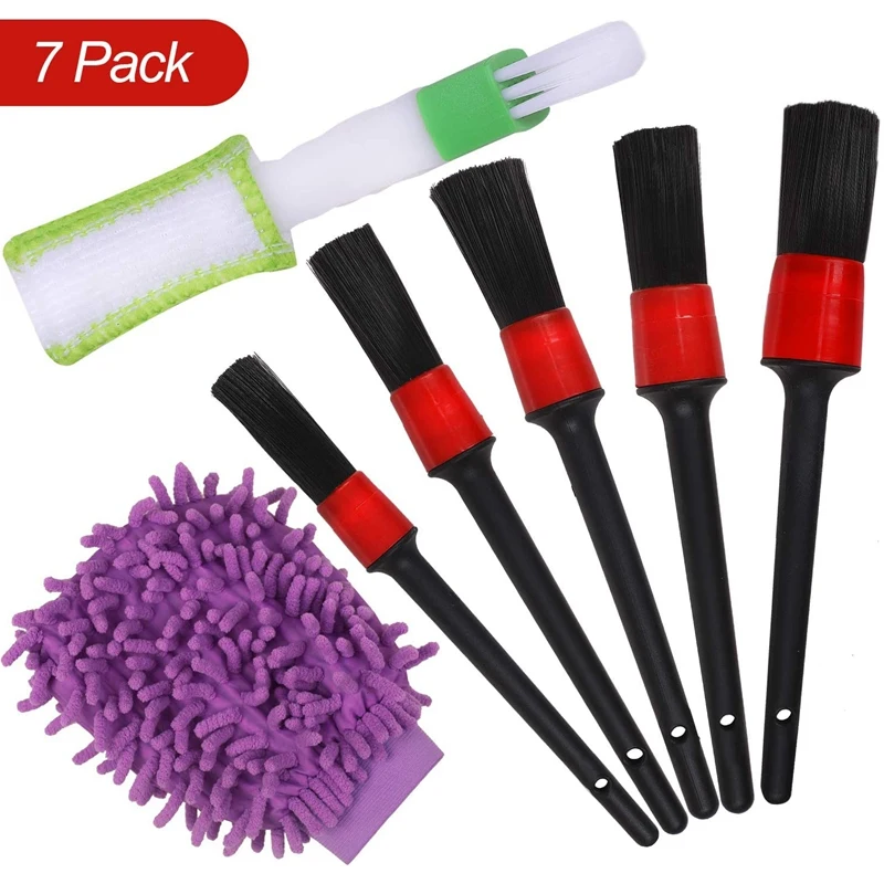 

Car Detailing Brushes Set with Car Wash Mitt - Automotive Detail Cleaning Brushes Auto Car Detail Cleaning Brushes