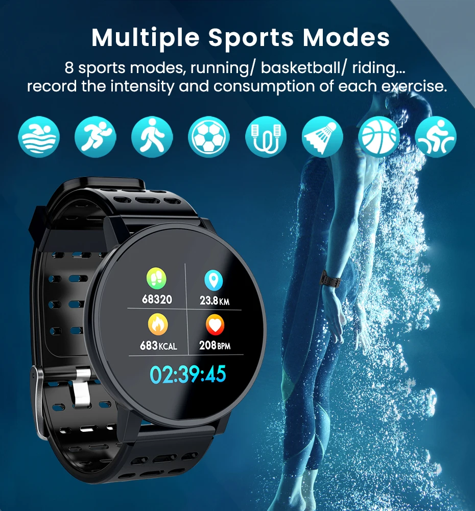 Makibes T3 IOS Android умные часы для мужчин и женщин HR кровяное кислородное кровяное давление IP67 Водонепроницаемый фитнес-трекер PKV11