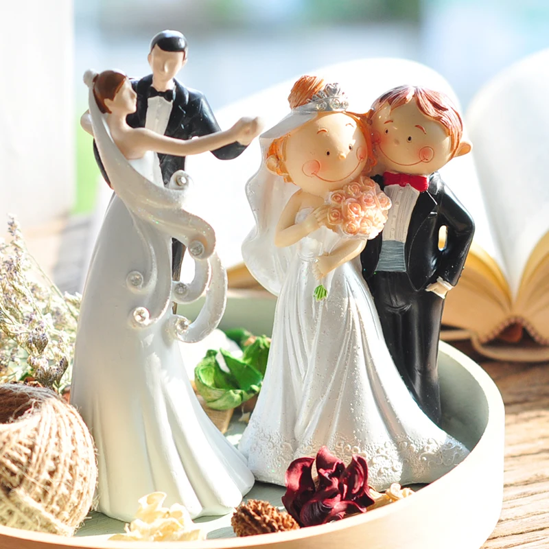 Dancing Birde and Groom Cake Topper Figurines Cute Fat Couple Wedding Gifts Favors for Decoration Supplies | Дом и сад