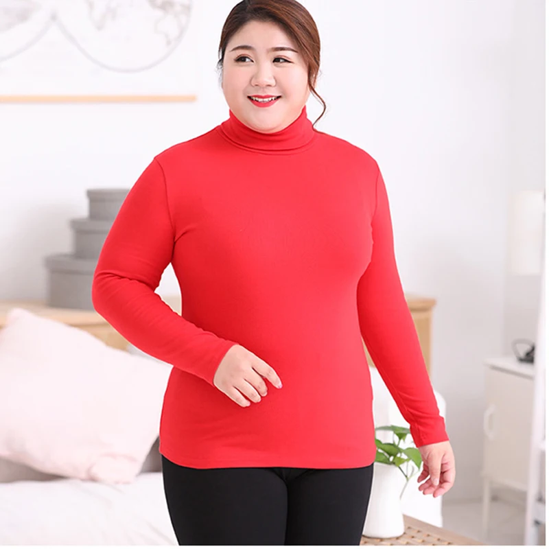 Термобелье большого размера топы рубашки с высоким воротником для женщин 6XL