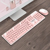 retro style keyboard with mouse sets 2 4g wireless round keycaps mute button keyboard mice for laptop desktop pc computer