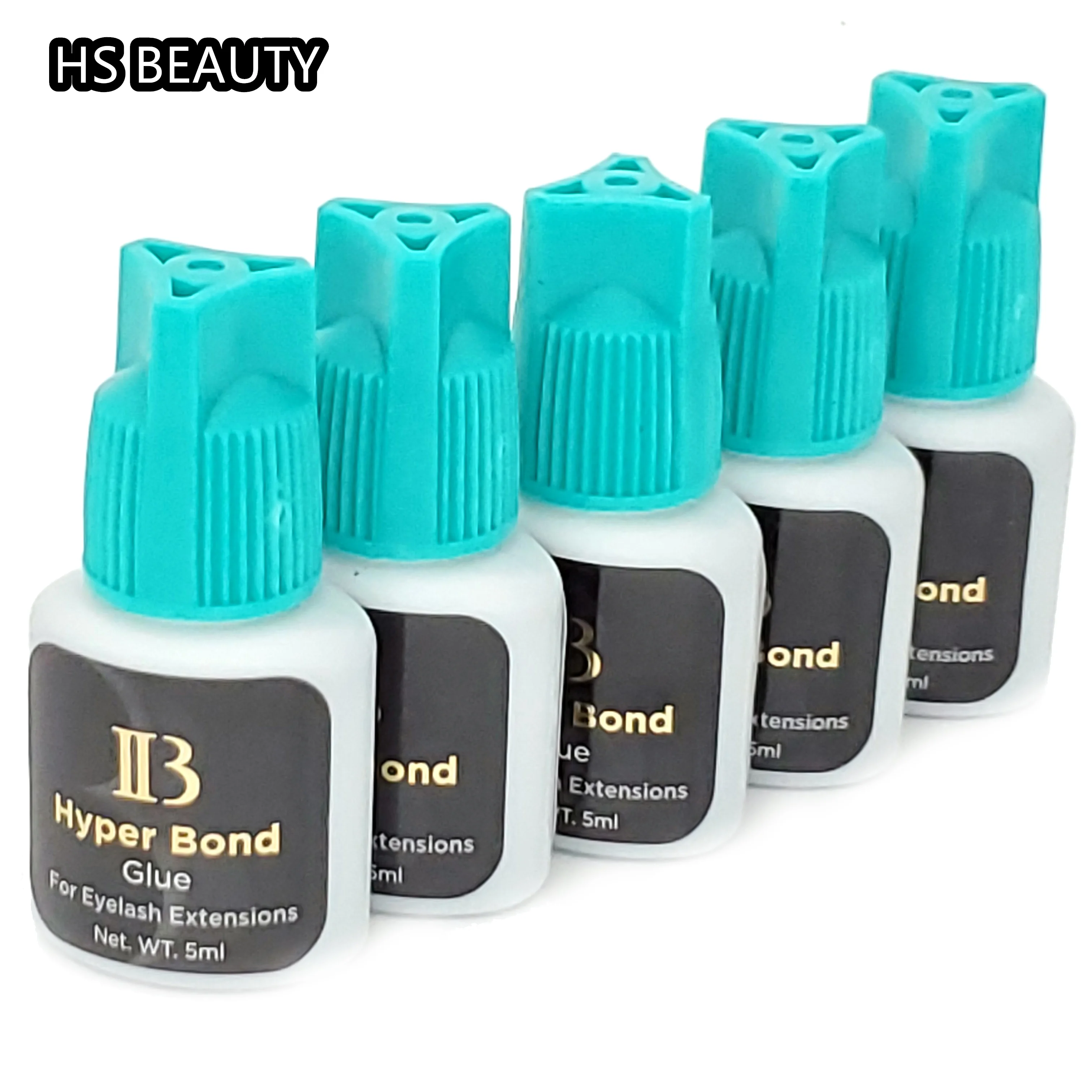 

IB Ibeauty Original Korea 5 Bottles Hyper Bond Eyelash Extension Glue 0.5s Glue Fast Drying Eyelash Extensions Glue Cyan Cap 5ml