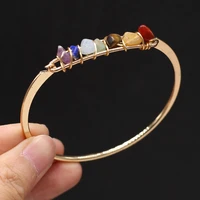 7 chakras natural stone cuff bracelet reiki heal gold plated energy bangle jewelry for women trendy bracelet party gifts