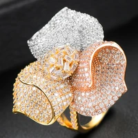 kellybola luxury noble big flower finger rings cubic ziron engagement dubai nigerian bridal statement for women wedding rings