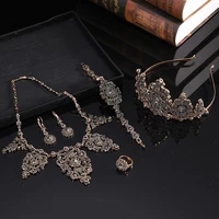 classic turkish jewelry set chain necklace earring bracelet crown 5 piece set bride caftan dress decorative jewelry set