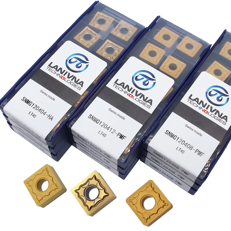 

10 шт. Высококачественные твердосплавные вставки SNMG120404-HA SNMG120412-PMF SNMG120408-PMF LT40 Внешний токарный инструмент Токарный станок по металлу с ЧПУ