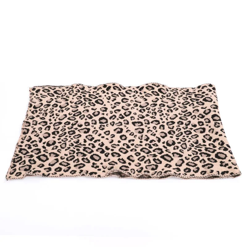 Женский шарф с леопардовым принтом зимний теплый плотный хлопковый высокого