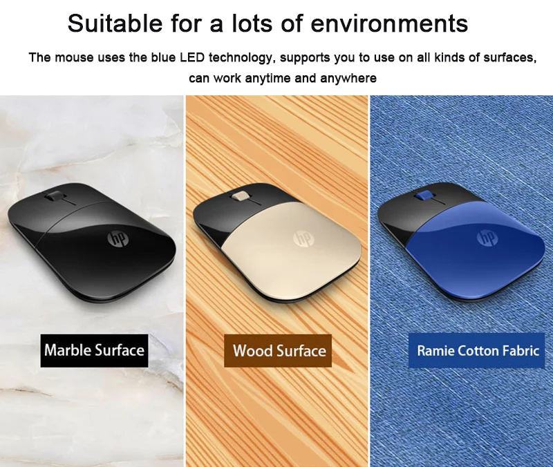 Новая оптическая беспроводная мышь hp 2,4 ГГц Z3700 Mute Slim Silent Colorful 1200 dpi для ноутбука, оригинальная мини-мыши