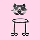 Подвязки в готическом стиле, кожаные подвязки, подвязки с крыльями ангела, пояс, набор с маской кошки, женское нижнее белье, регулируемое БДСМ бондаж, Сексуальное белье