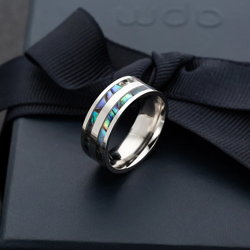 

Titanium steel color shell ring high-end men's ring hand ornaments stainless steel jewelry.