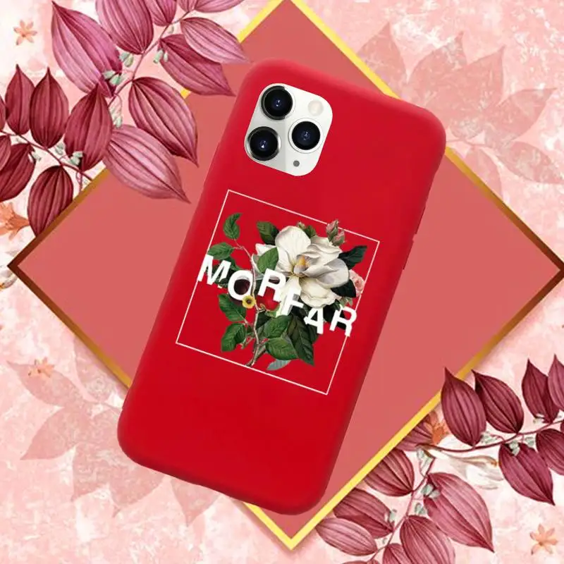 

Flower text art Phone Case Red Candy Color for iPhone 11 12 mini pro XS MAX 8 7 6 6S Plus X SE 2020 XR