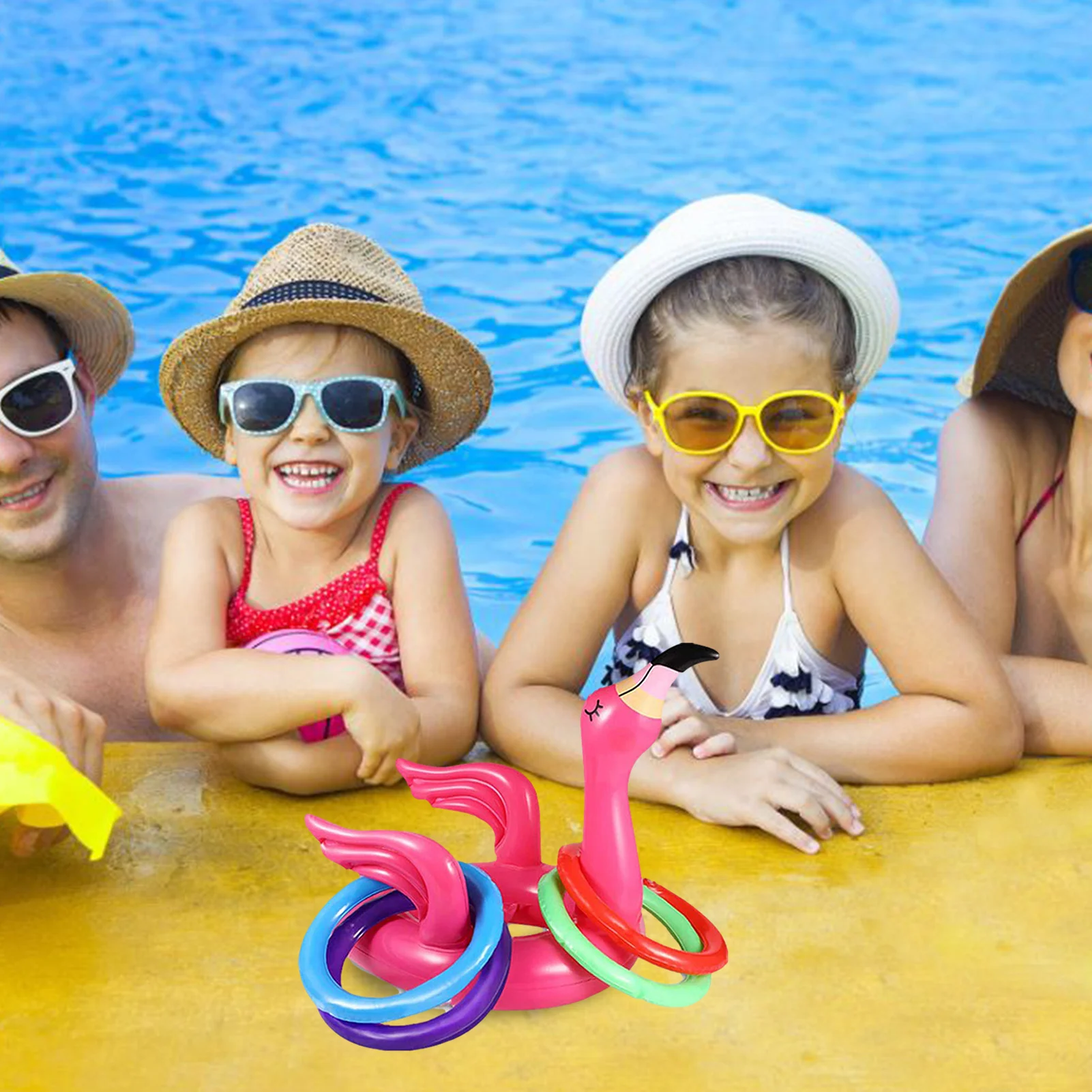 Роман надувной фламинго Бросить кольцо игра игрушка забавный аквапарк