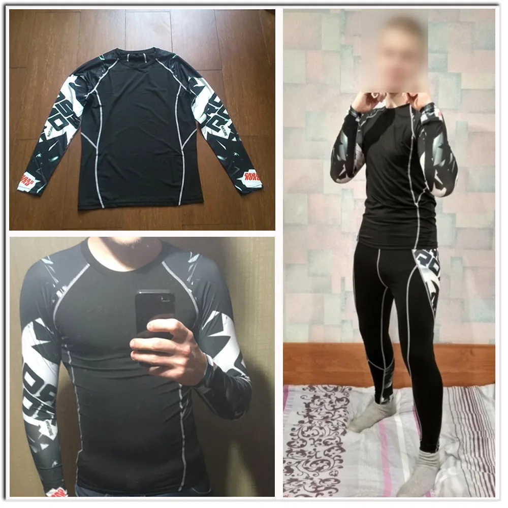 Новые мужские брендовые фитнес с длинным рукавом циклические базовые слои для