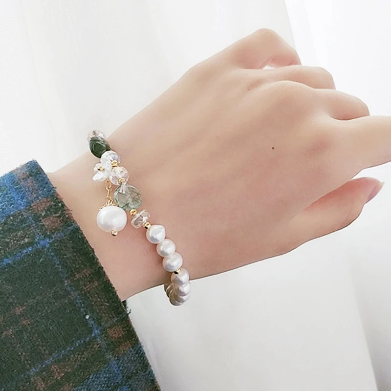 

South Korea's New Fashion Sweet And Simple Irregular Pearl Flower Bracelet Ins Forest Fairy Style Jewelry Women's Party Jewelry