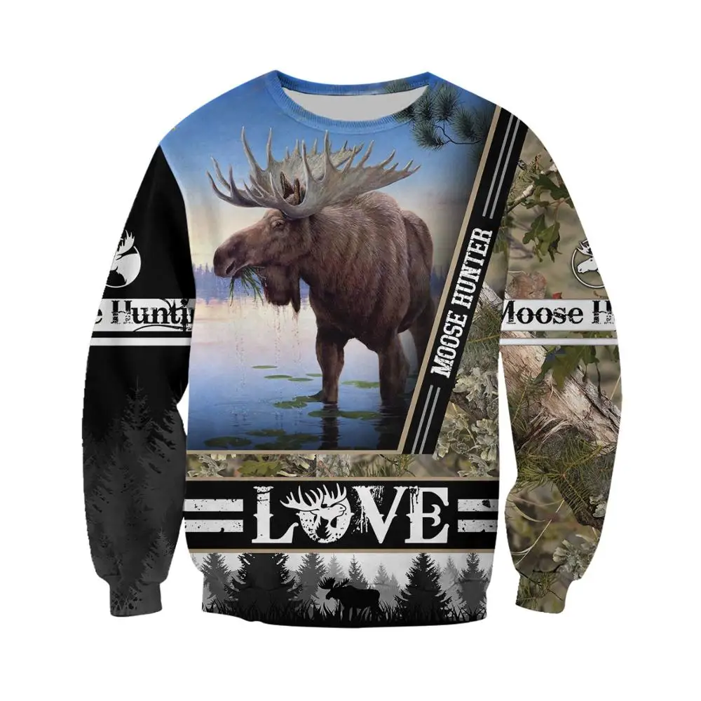 Мужская толстовка с капюшоном Love ELK Hunter Повседневный пуловер в стиле Харадзюку