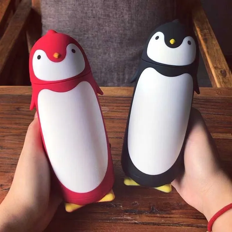 

300mlCartoon Penguin Shape Glass Carafe With Lid Portable Leak-Proof Coffee Mug Anti-Scalding Children's Water Cup Creative Gift