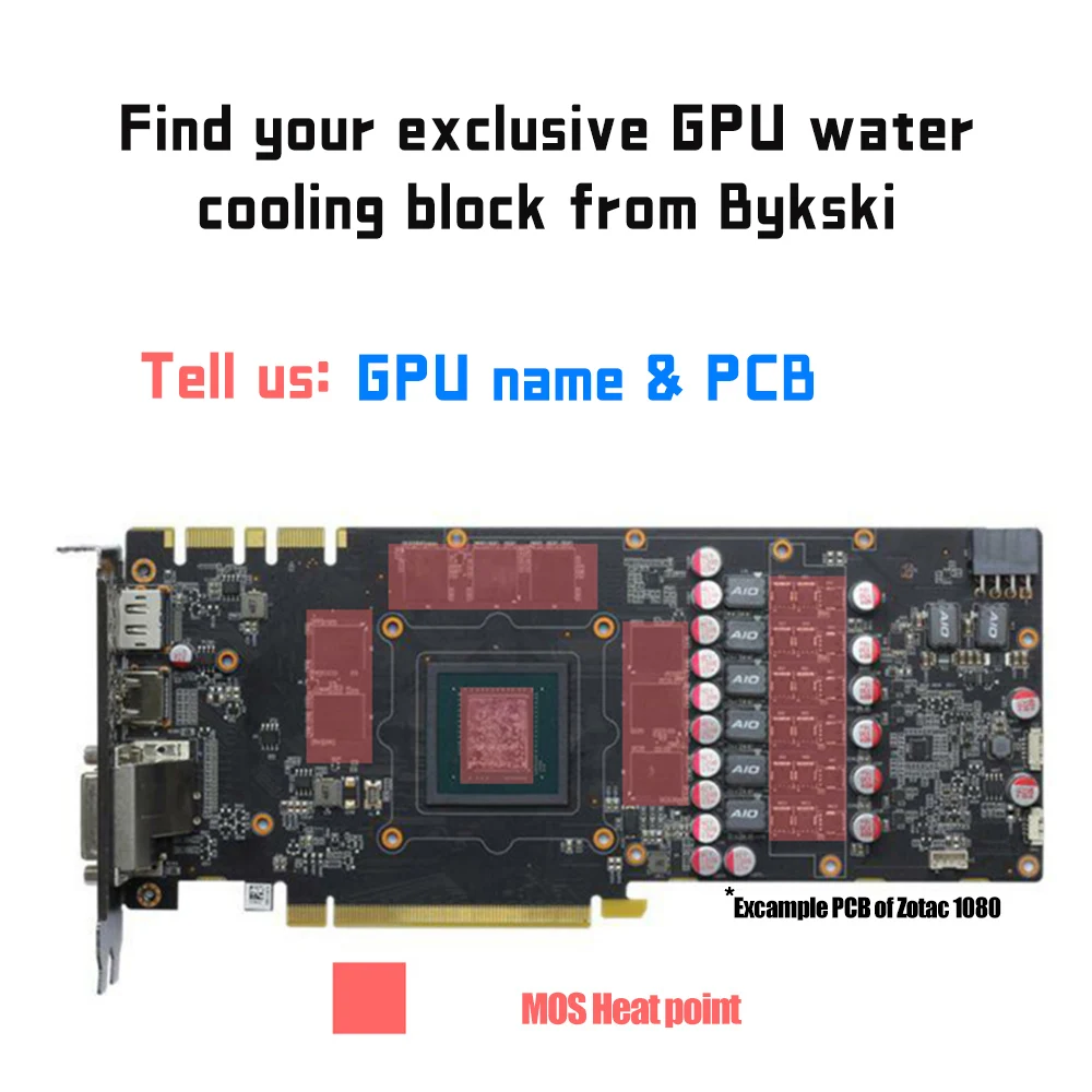 Эксклюзивный водяной блок Bykski с полным покрытием графического процессора
