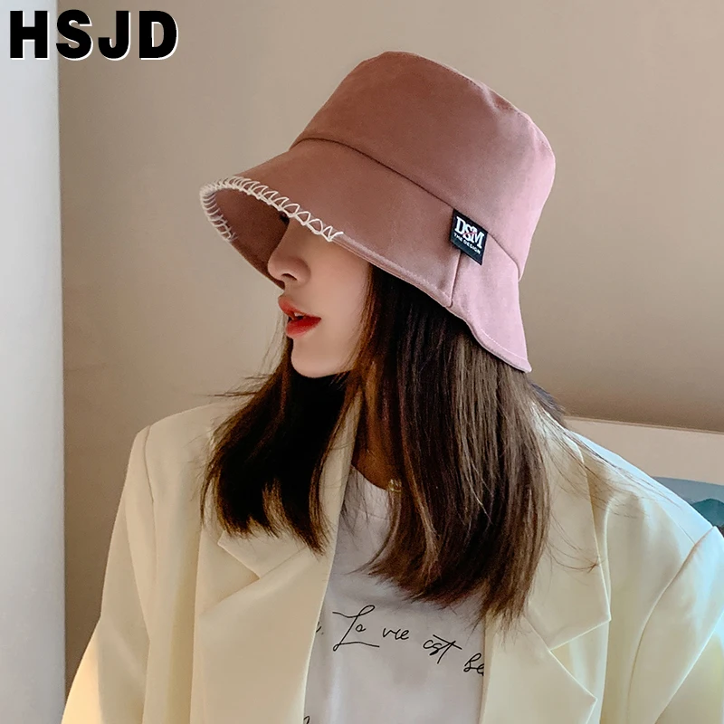 Korea Autumn Winter Bucket Hat Women's Hats Wide Brim Foldable Flat Fisherman hat Travel Sun Panama Cap New Fashion Female Caps