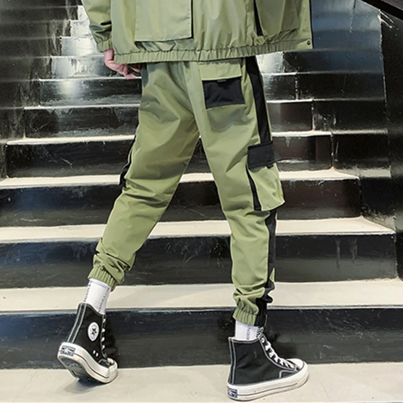 

2020 Hot Sale Men Hip Hop Patchwork Sweatpants Joggers trousers Casual Drawstring Sportwear Pants Male hiphop personality pants