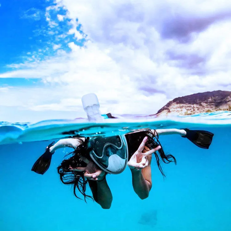 

Detachable GoPro Silicone Full-Dry Snorkeling Mask Diving Mask More Wide View & UV Protection Anti Frog Diving Mask For Gopro