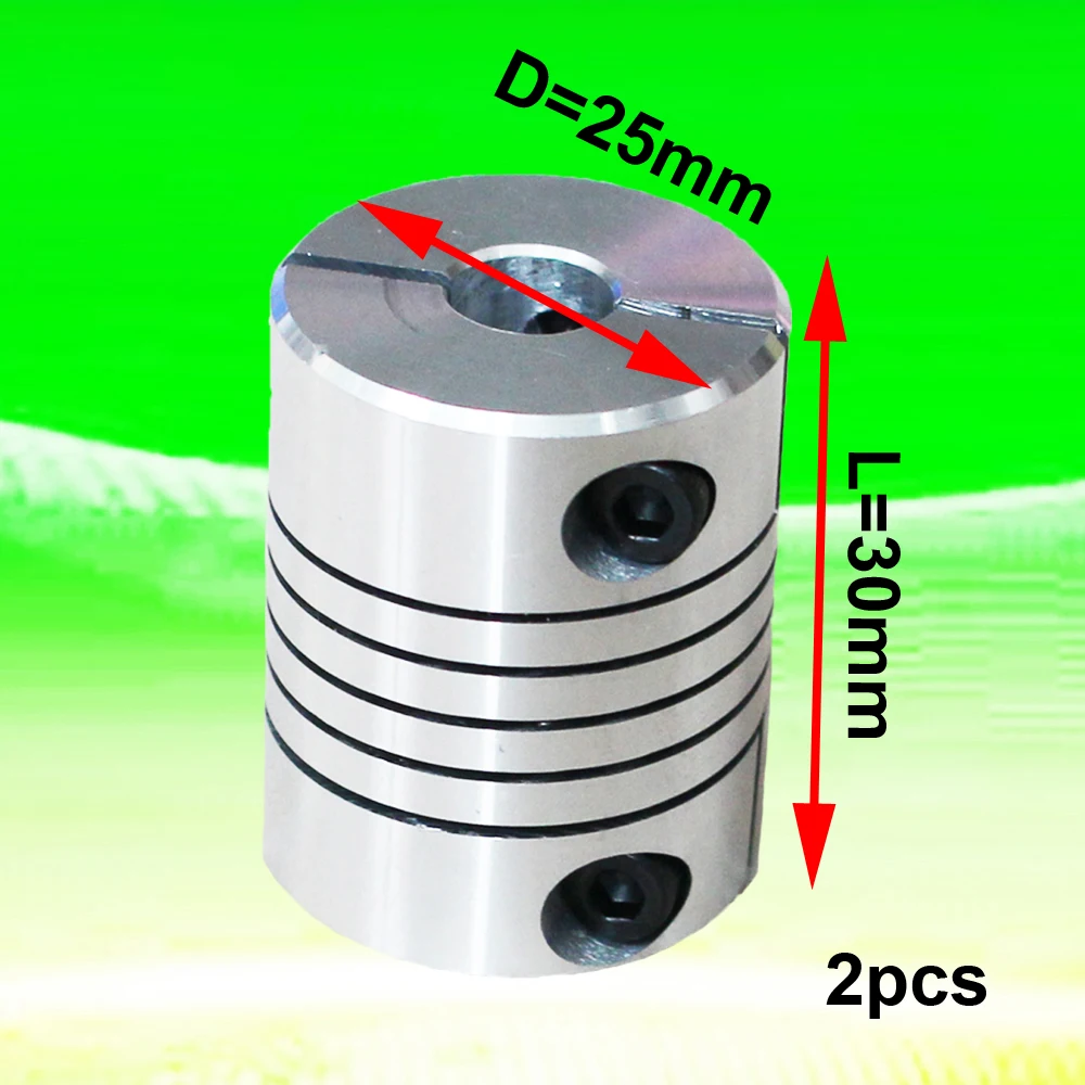2 шт. алюминиевые гибкие муфты для шагового двигателя CNC D25 L30 5 6 35 8 10 12 7 мм 1/2 дюйма