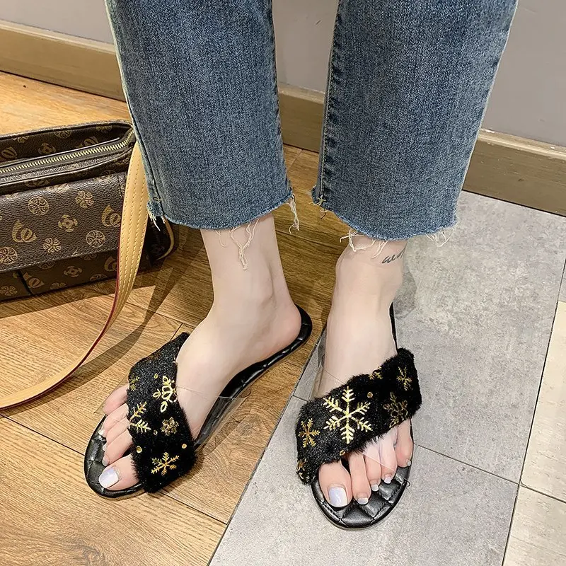 

2021 New Summer Style Ladies Casual All-match Flat Sandals White, Black, Gray Large Size 36-43