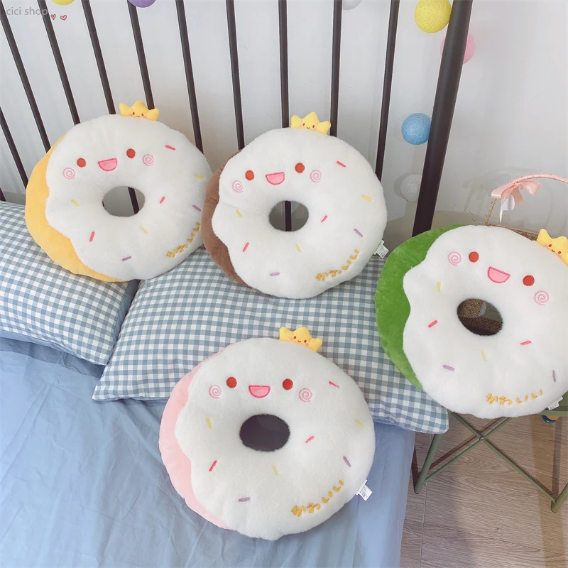 40cm Cartoon Round Donuts Pillow Soft Chair Sofa Back Cushion Comfortable Bedroom Home Decoration Photo Props Gifts Pink Yellow - купить по